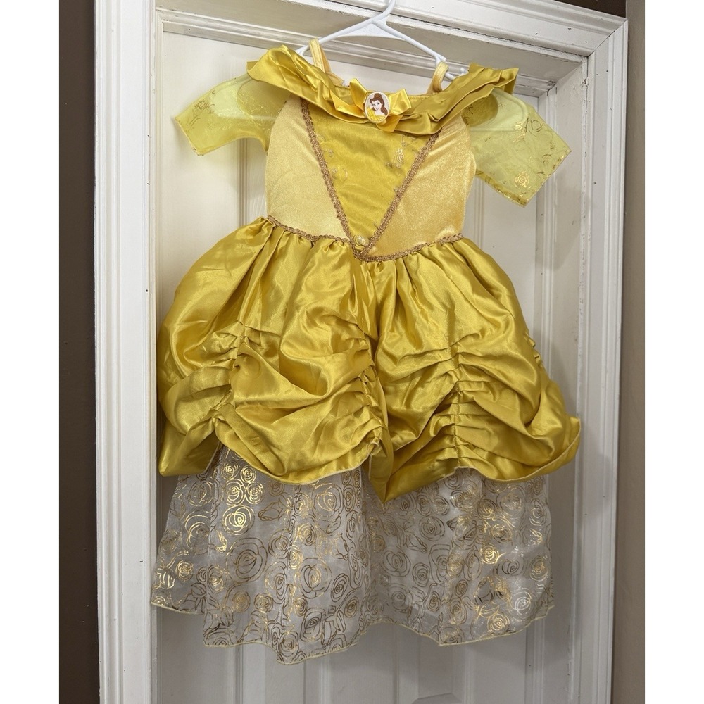 Disney Princess Belle Gold Dress Costume, Girls 3T Polyester Princess Theme